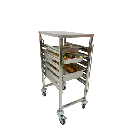 Chariot à échelles inox GN 1/1 - 6 niveaux avec plateau IDEAL / GOLDINOX