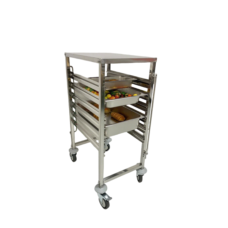Chariot à échelles inox GN 1/1 - 6 niveaux avec plateau IDEAL / GOLDINOX