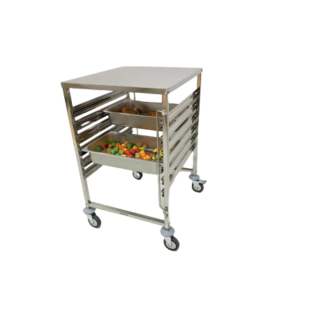Chariot à échelles inox GN 2/1 - 6 niveaux avec plateau IDEAL / GOLDINOX