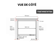 Table inox soubassement 800 x 700 mm avec renfort / GOLDINOX