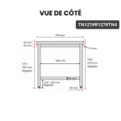 Table inox soubassement 1200 x 700 mm avec renfort / GOLDINOX