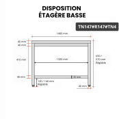 Table inox soubassement 1400 x 700 mm avec renfort / GOLDINOX