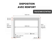 Table inox soubassement 1500 x 700 mm avec renfort / GOLDINOX