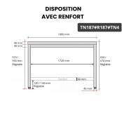 Table inox soubassement 1800 x 700 mm avec renfort / GOLDINOX
