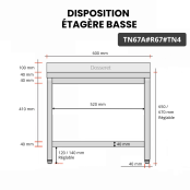 Table inox soubassement 600 x 700 mm adossée avec renfort / GOLDINOX