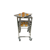 Chariot à échelles pâtissier inox 600 x 400 mm - 6 niveaux avec plateau PREMIUM / GOLDINOX