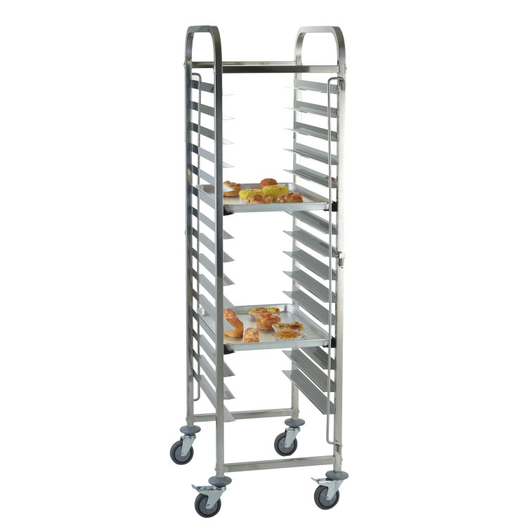 Chariot à échelles pâtissier inox 600 x 400 mm - 15 niveaux avec plateau PREMIUM / GOLDINOX