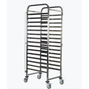 Chariot à échelles pâtissier inox 600 x 400 mm - 15 niveaux avec plateau PREMIUM / GOLDINOX