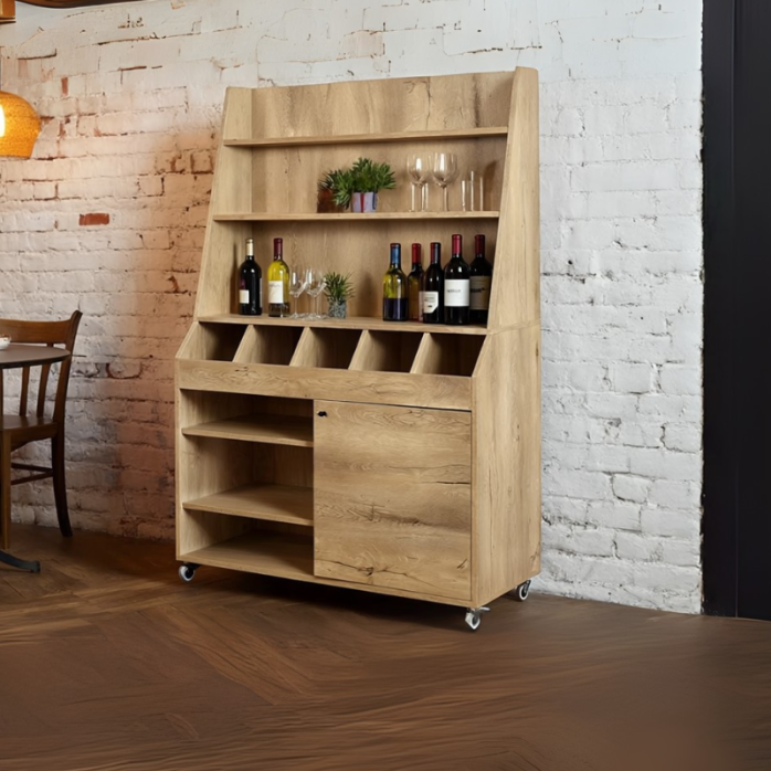 Desserte de service professionnelle avec service haut en bois Chêne clair PREMIUM - GOLDINOX