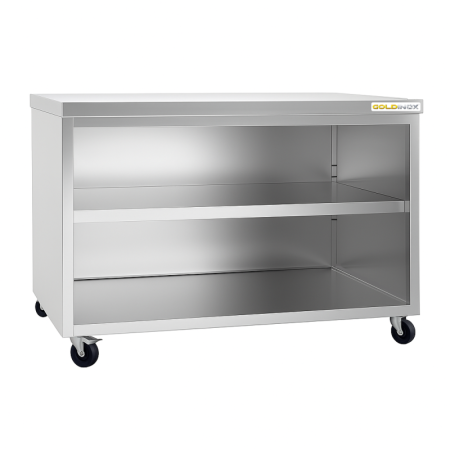 Meuble bas inox 2000 x 800 mm sur roulettes / GOLDINOX