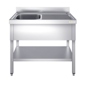 Plonge inox 1 bac - 1200 x 700 mm égouttoir droite ECO / GOLDINOX 