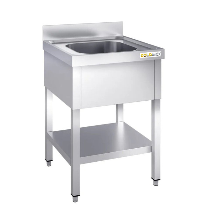 Plonge inox 600x600 avec 1 bac IDEAL - GOLDINOX
