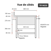 Plonge inox 1400x600 mm avec 2 bacs à droite et égouttoir à gauche IDEAL - GOLDINOX