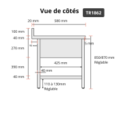 Plonge inox 1800x600mm avec 2 bacs au centre et égouttoir gauche et droite IDEAL - GOLDINOX