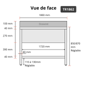 Plonge inox 1800x600mm avec 2 bacs au centre et égouttoir gauche et droite PREMIUM - GOLDINOX