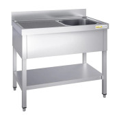 Plonge inox 1 bac - 1000 x 700 mm égouttoir gauche ECO / GOLDINOX 
