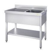 Plonge inox 1 bac - 1200 x 700 mm égouttoir gauche ECO / GOLDINOX 