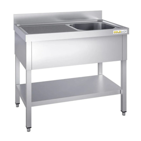 Plonge inox 1 bac - 1400 x 700 mm égouttoir gauche ECO / GOLDINOX 