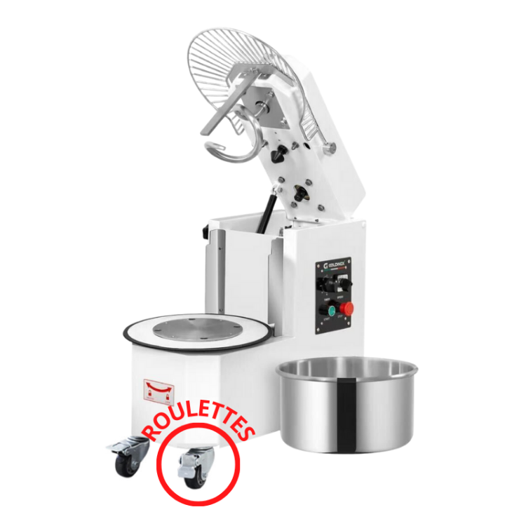 Pétrin à pâte 40 Litres sur roulettes 2 vitesses avec tête relevable et cuve extractible PREMIUM - GOLDINOX