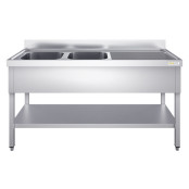 Plonge inox 2 bacs - 1400 x 600 mm égouttoir droite ECO / GOLDINOX 
