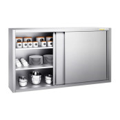 Placard mural inox 1600x400 mm - Hauteur 1000 mm avec portes coulissantes PREMIUM - GOLDINOX