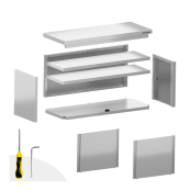 Placard mural inox 2000x400 mm - Hauteur 1000 mm avec portes coulissantes IDEAL - GOLDINOX