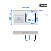 Plonge inox 1 bac - 1400 x 600 mm égouttoir gauche ECO / GOLDINOX