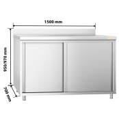 Meuble bas inox 1500 x 700 mm adossée PREMIUM / GOLDINOX