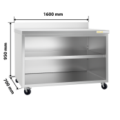 Meuble bas inox 1600 x 700 mm adossée sur roulettes / GOLDINOX