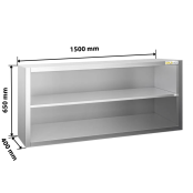 Placard mural inox 1500x400 mm - Hauteur 650 mm ouvert PREMIUM - GOLDINOX