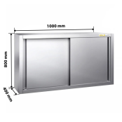 Placard mural inox 1000x400 mm - Hauteur 800 mm avec portes coulissantes IDEAL - GOLDINOX