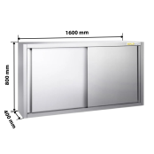 Placard mural inox 1600x400 mm - Hauteur 800 mm avec portes coulissantes IDEAL - GOLDINOX