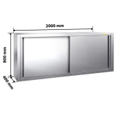 Placard mural inox 2000x400 mm - Hauteur 800 mm avec portes coulissantes IDEAL - GOLDINOX