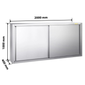 Placard mural inox 2000x400 mm - Hauteur 1000 mm avec portes coulissantes IDEAL - GOLDINOX Placard mural inox 2000x400 mm - Hauteur 1000 mm avec portes coulissantes IDEAL - GOLDINOX