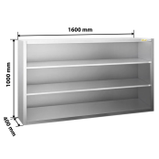 Placard mural inox 1600x400 mm - Hauteur 1000 mm ouvert PREMIUM - GOLDINOX