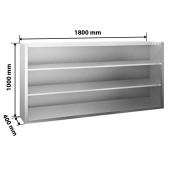 Placard mural inox 1800x400 mm - Hauteur 1000 mm ouvert IDEAL - GOLDINOX