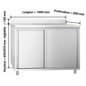 Meuble bas inox 1000 x 600 mm adossé PREMIUM / GOLDINOX