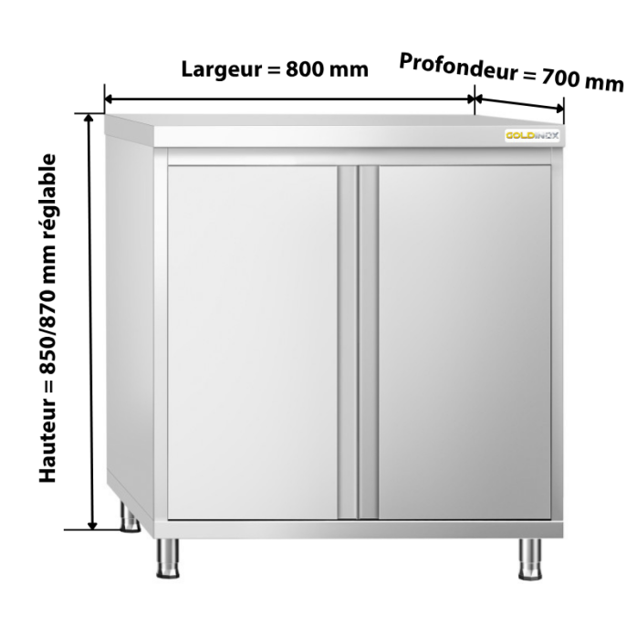 Meuble bas inox 800x700 mm PREMIUM - GOLDINOX