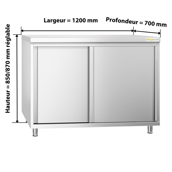 Meuble bas inox 1200x700 mm IDEAL - GOLDINOX