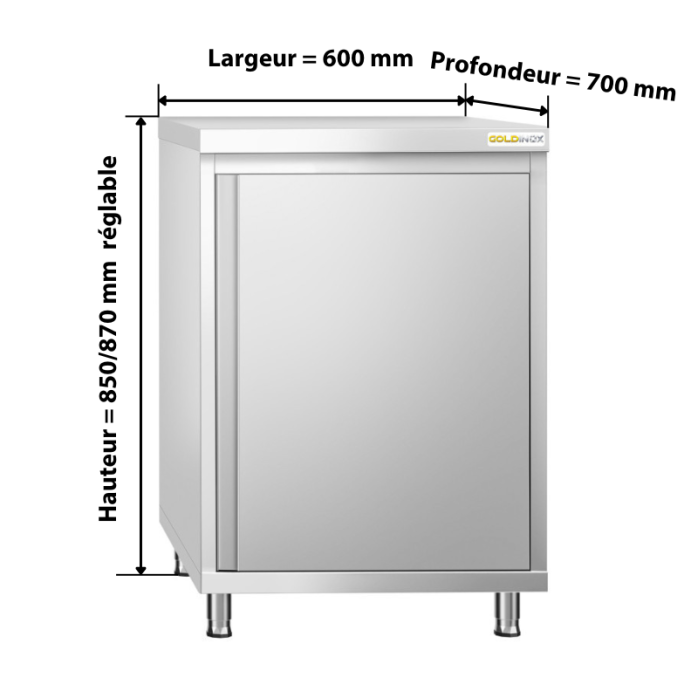 Meuble bas inox 600x700 mm PREMIUM - GOLDINOX