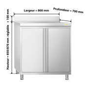 Meuble bas inox 800 x 700 mm adossée PREMIUM / GOLDINOX