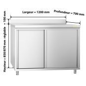 Meuble bas inox 1200 x 700 mm adossée PREMIUM / GOLDINOX