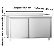 Meuble bas inox 1800 x 700 mm adossée PREMIUM / GOLDINOX
