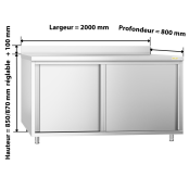 Meuble bas inox 2000 x 800 mm adossée / GOLDINOX