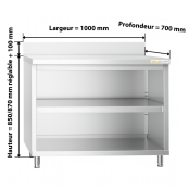 Meuble bas inox 1000 x 700 mm adossée PREMIUM / GOLDINOX