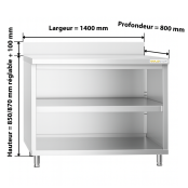 Meuble bas inox 1400 x 800 mm adossée / GOLDINOX