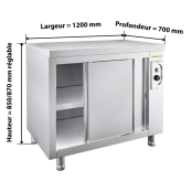 Meuble bas inox chauffant 1200 x 700 mm PREMIUM / GOLDINOX
