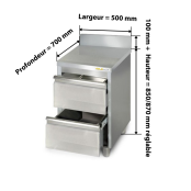 Meuble bas inox 500 x 700 mm adossée avec 2 tiroirs PREMIUM / GOLDINOX Meuble bas inox 500 x 700 mm adossée avec 2 tiroirs PREMIUM / GOLDINOX