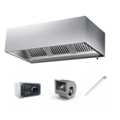 Hotte caisson 2200 x 950 x 520 mm avec moteur, variateur, éclairage, filtre et robinet de vidange / GOLDINOX