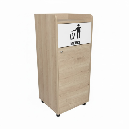Poubelle snack en bois chêne clair 100L
